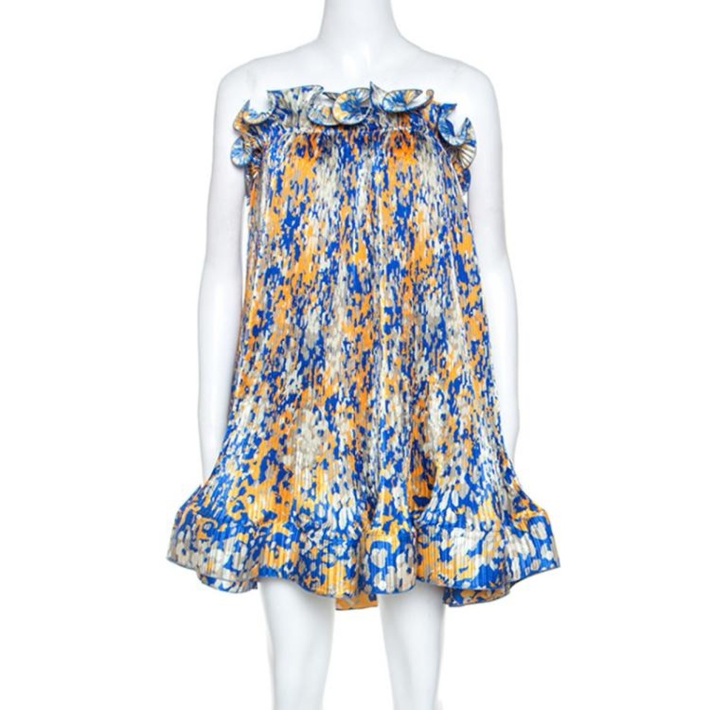 STELLA MCCARTNEY Multicolor Printed Pleated Ruffle dress